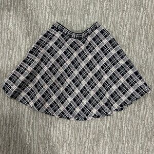 Miu Miu Navy and Pink Plaid Flare Pleated Skirt
